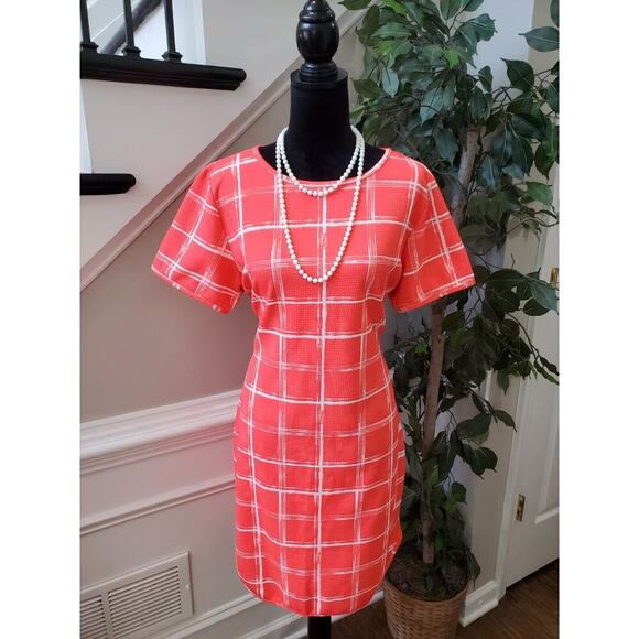 Good Time Women's Orange White Round Neck Short Sleeve Knee Length Dress Size 2X - Picture 1 of 11